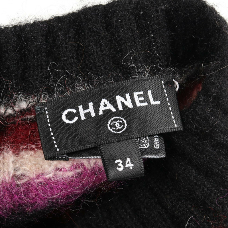 香奈兒 COCO 標誌紐扣針織衫 P75766K10915 羊絨羊毛羊駝毛尼龍黑色 #34-2