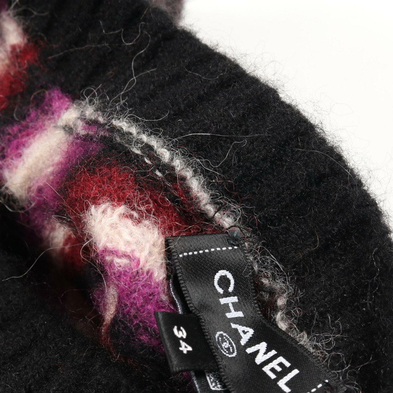 香奈兒 COCO 標誌紐扣針織衫 P75766K10915 羊絨羊毛羊駝毛尼龍黑色 #34-7