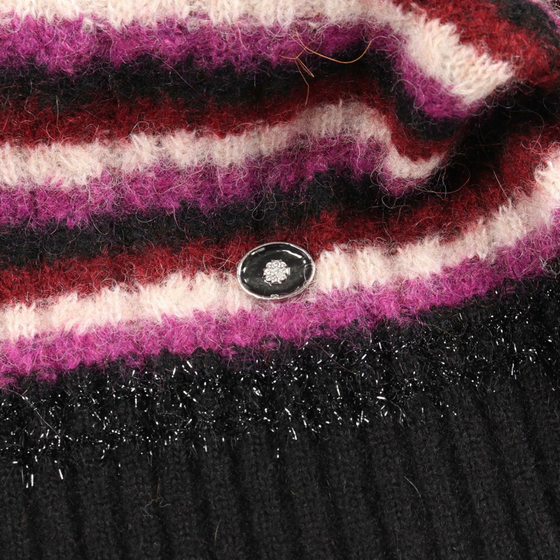 香奈兒 COCO 標誌紐扣針織衫 P75766K10915 羊絨羊毛羊駝毛尼龍黑色 #34-9