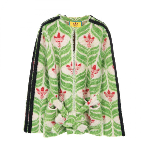 GUCCI x Adidas 三葉草針織外套開襟衫 717694 尼龍 綠色 多色 #S