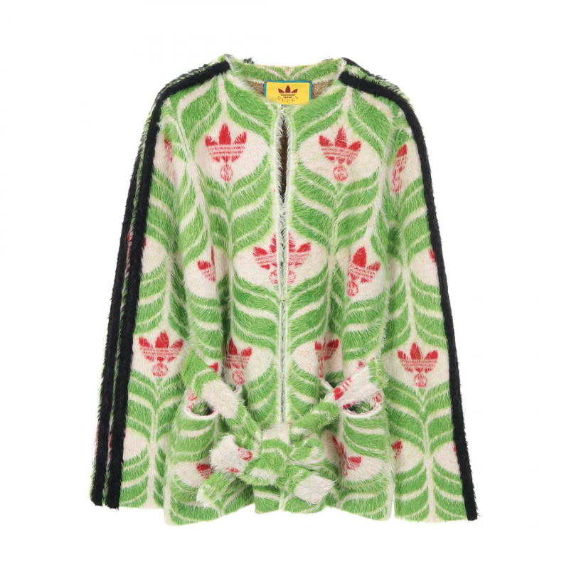 GUCCI x Adidas 三葉草針織外套開襟衫 717694 尼龍 綠色 多色 #S-0