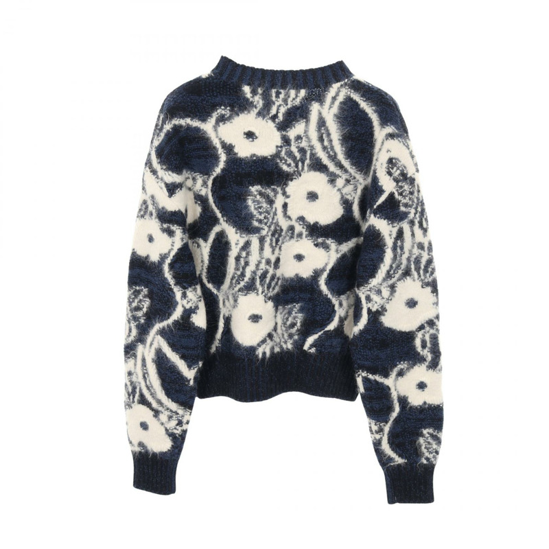 香奈兒 COCO 標誌紐扣針織衫 P73572K10554 羊絨羊駝毛混紡 藍海軍藍 #36-1