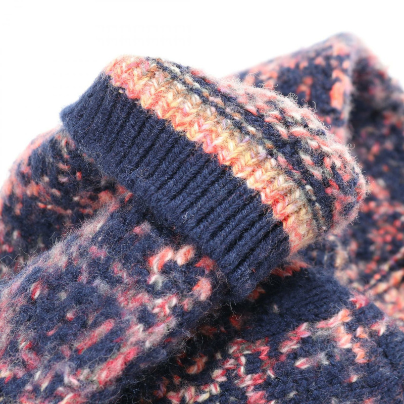 香奈兒 COCO 標誌紐扣開襟衫 #36 羊絨羊毛海軍藍粉色二手女款-8