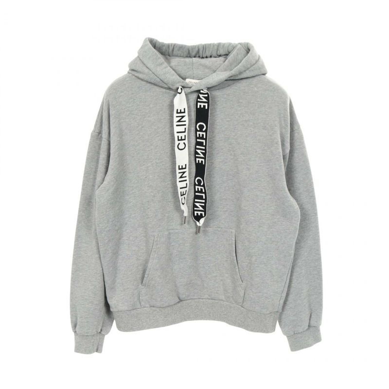 CELINE Logo 寬鬆連帽衫 2101219356150 純棉 灰色 #M 二手 男款-0