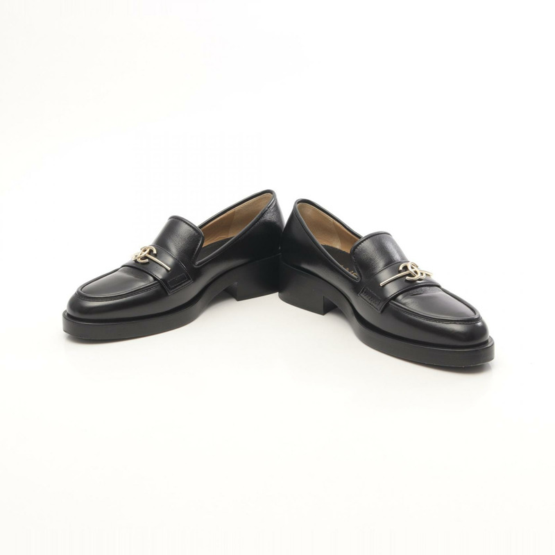 香奈兒 COCO Mark 樂福鞋 #37C 黑色真皮平底鞋，二手女款-2