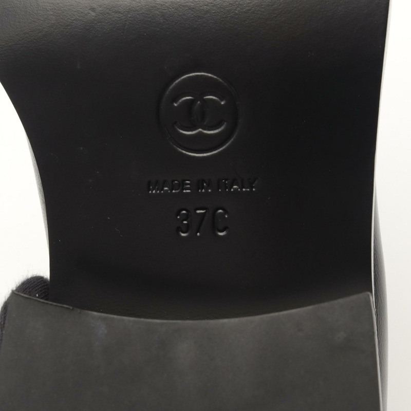 香奈兒 COCO Mark 樂福鞋 #37C 黑色真皮平底鞋，二手女款-5