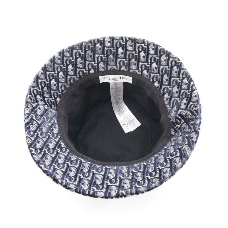 Dior Oblique 帽子，絲/黏膠/棉混紡，藏青色，紅色，二手女款-2