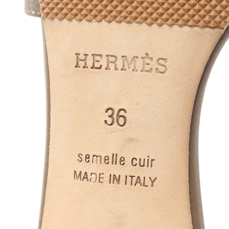 愛馬仕 Oasis 涼鞋 #36 鞋跟穆勒鞋 AF151215 皮革灰色二手女款-5