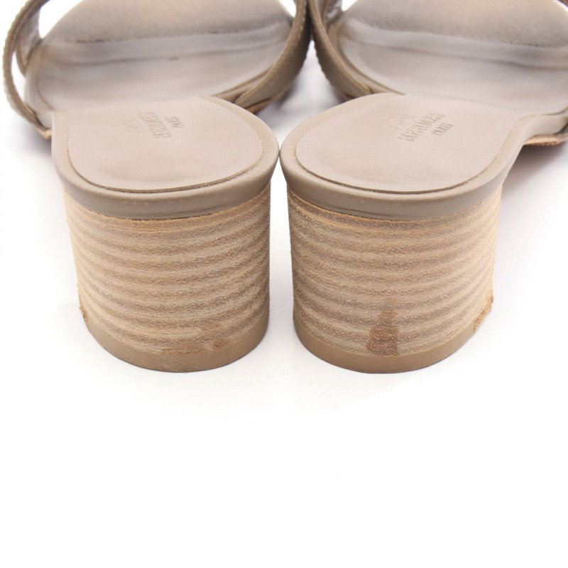 愛馬仕 Oasis 涼鞋 #36 鞋跟穆勒鞋 AF151215 皮革灰色二手女款-8