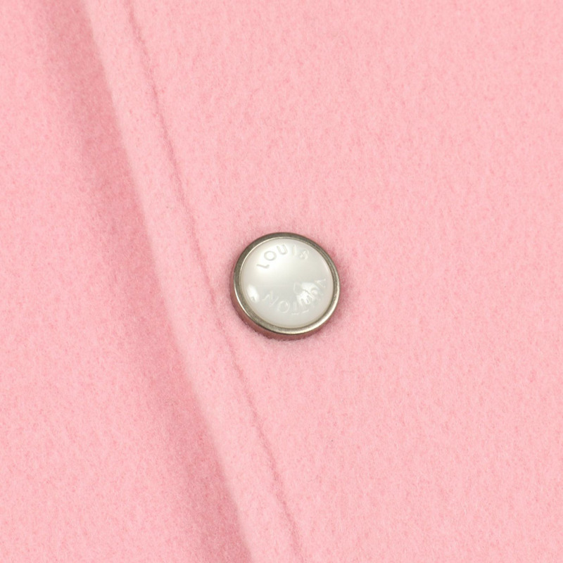 路易威登經典皮革棒球外套 RM252M 羊毛粉紅白 二手 #60-6