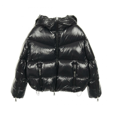 MONCLER HUPPE 帶帽尼龍黑色羽絨外套 #0 二手女款