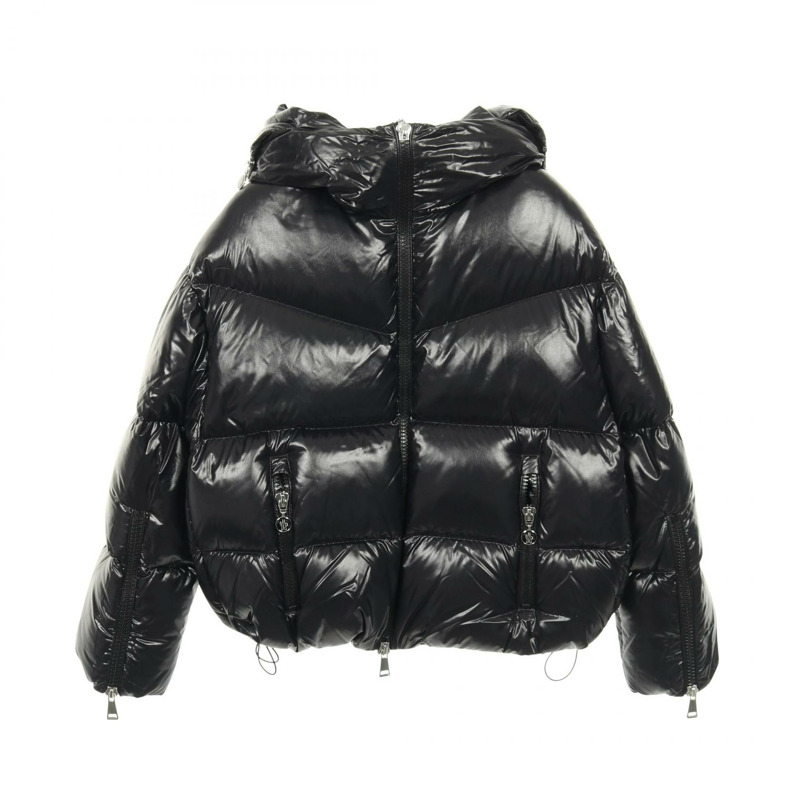 MONCLER HUPPE 帶帽尼龍黑色羽絨外套 #0 二手女款-0