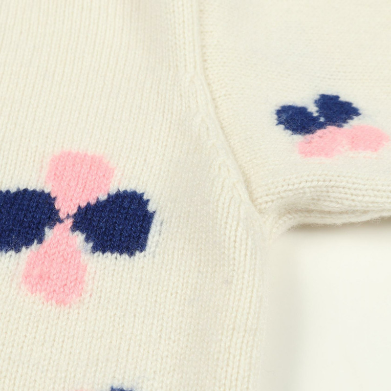 香奈兒 COCO 標誌紐扣開襟針織衫 #38 P77000 K11116 羊絨 白色 二手-5