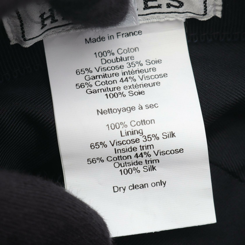 愛馬仕 Heloise 絲質帽子，棉質，海軍藍/黑色，二手，男女通用-4