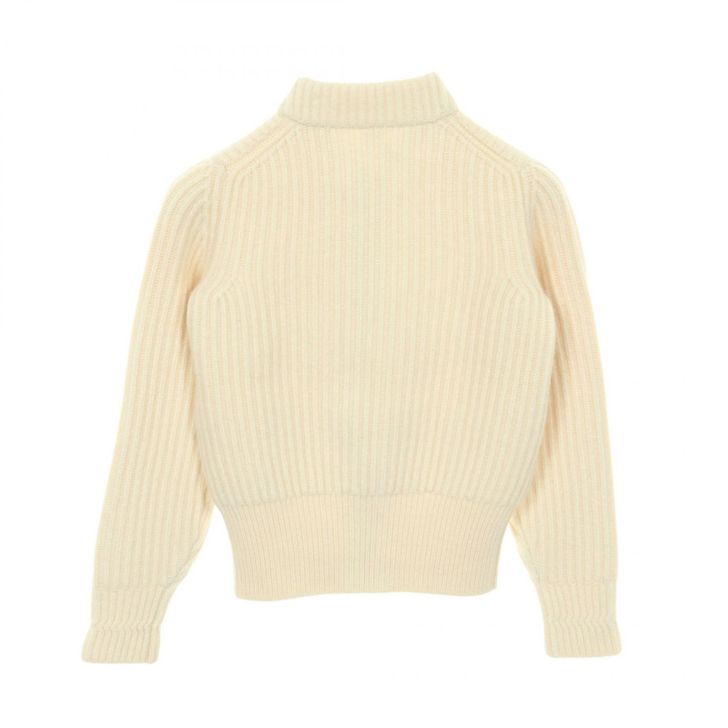 愛馬仕白色羊絨拉鍊針織外套，二手女款，尺寸34-1