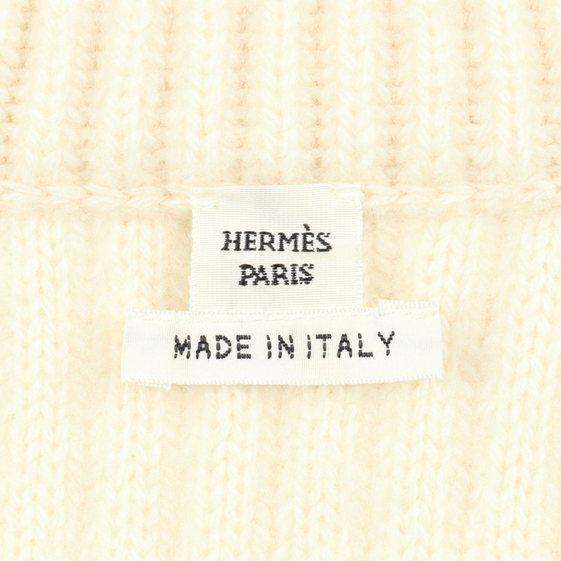 愛馬仕白色羊絨拉鍊針織外套，二手女款，尺寸34-2