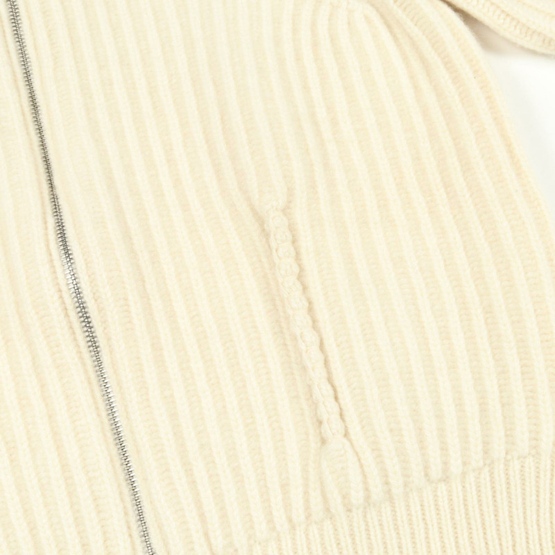 愛馬仕白色羊絨拉鍊針織外套，二手女款，尺寸34-9