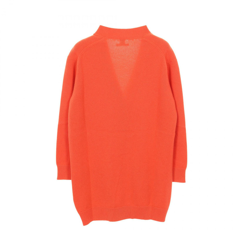 愛馬仕橙色羊絨針織開襟衫，二手女款，34碼-1