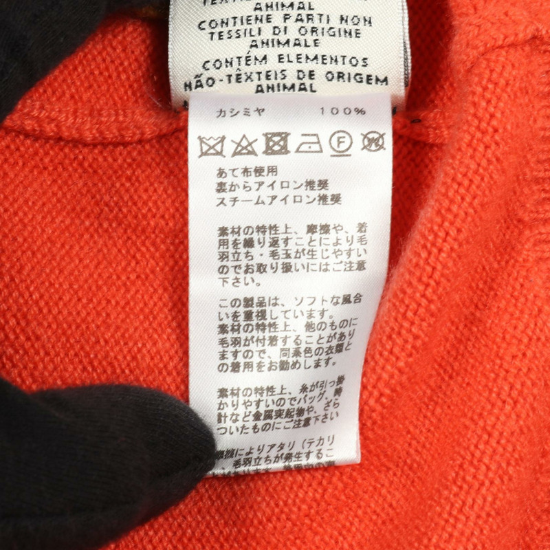 愛馬仕橙色羊絨針織開襟衫，二手女款，34碼-3