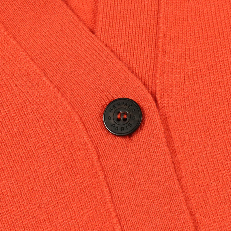 愛馬仕橙色羊絨針織開襟衫，二手女款，34碼-5