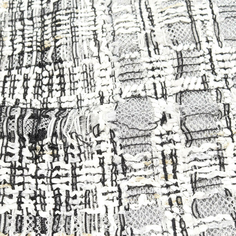 香奈兒斜紋軟呢人造珍珠迷你裙 #42 P55967V42226 人造絲尼龍 灰白色-6