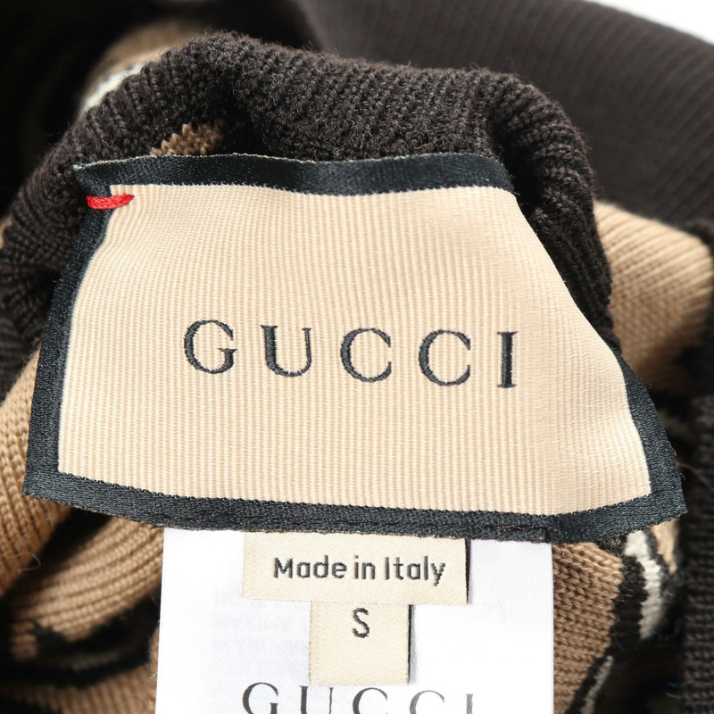 GUCCI 雙面雙G圖案開襟羊毛衫 #S 678308 棕色 二手 女款-3