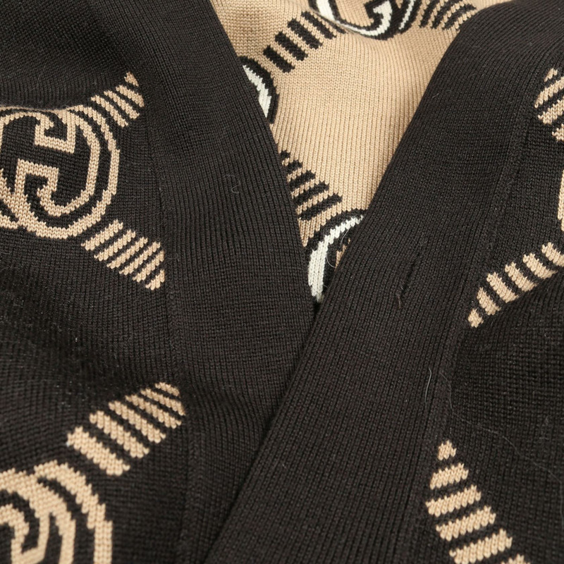 GUCCI 雙面雙G圖案開襟羊毛衫 #S 678308 棕色 二手 女款-7