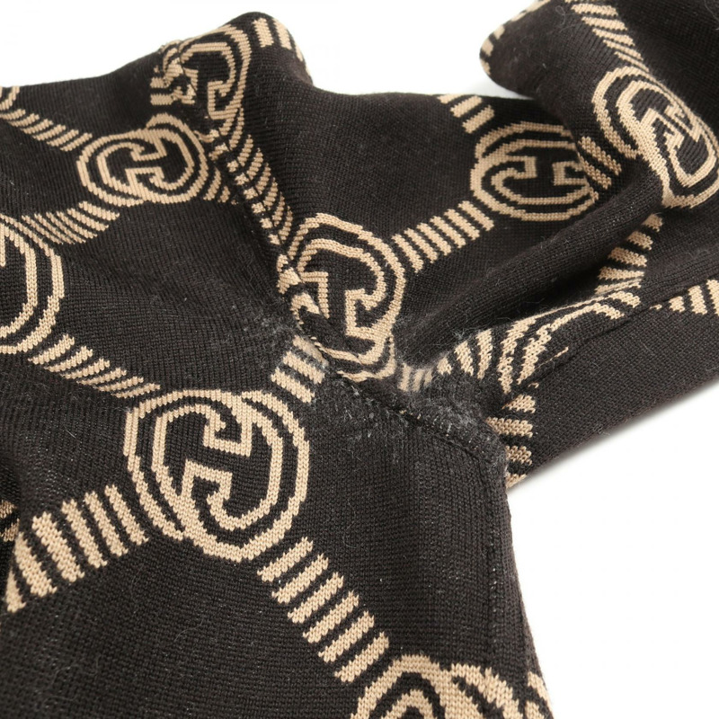 GUCCI 雙面雙G圖案開襟羊毛衫 #S 678308 棕色 二手 女款-10