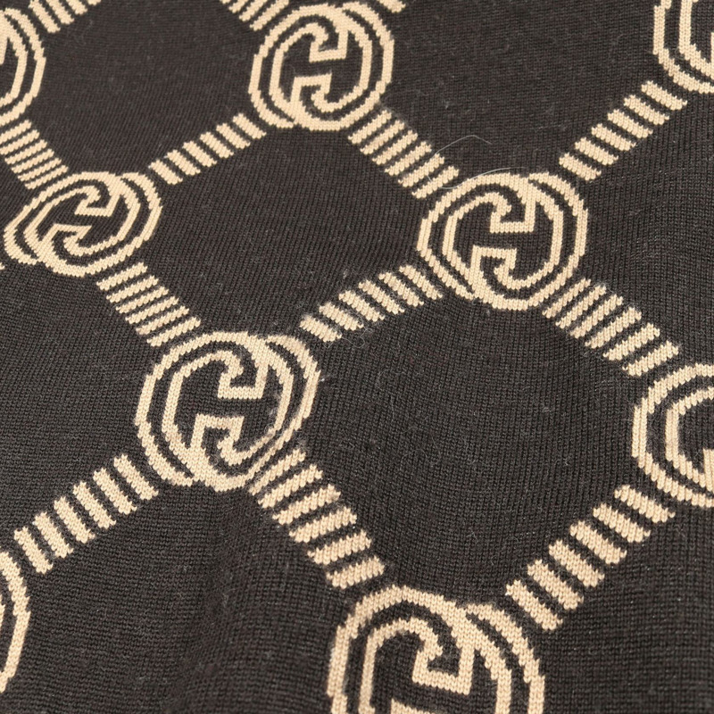 GUCCI 雙面雙G圖案開襟羊毛衫 #S 678308 棕色 二手 女款-12