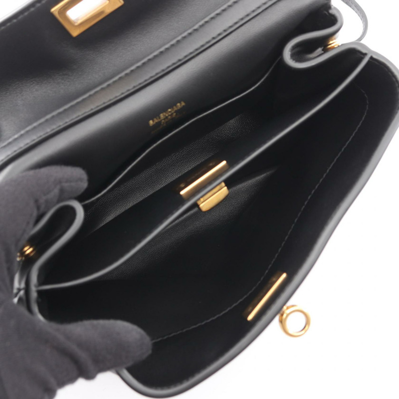 BALENCIAGA Rodeo 單肩手提包 8437122AA4V1000 黑色皮革 二手 斜背包-2