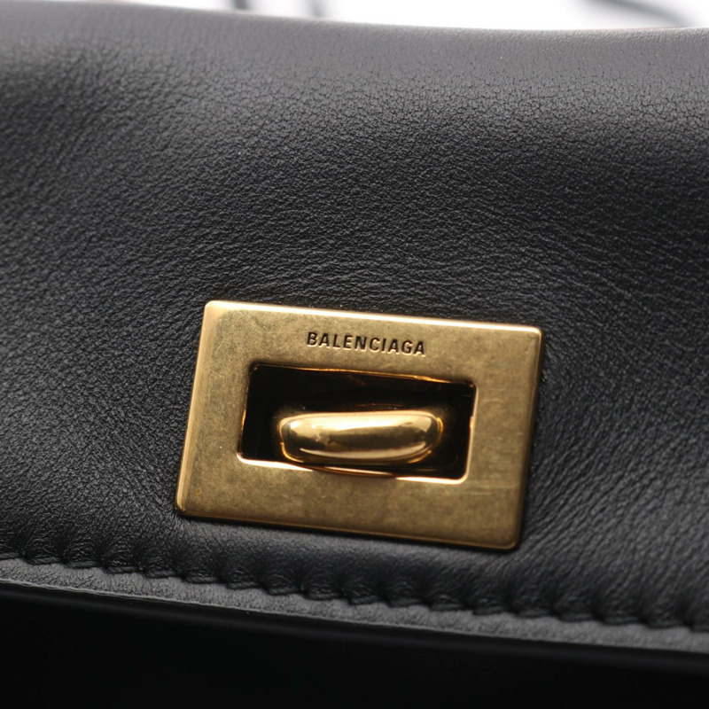 BALENCIAGA Rodeo 單肩手提包 8437122AA4V1000 黑色皮革 二手 斜背包-4