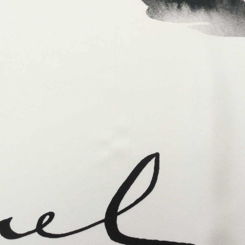 香奈兒 COCO 標誌絲巾披肩圍巾真絲白色黑色二手女士 Coco CC-3