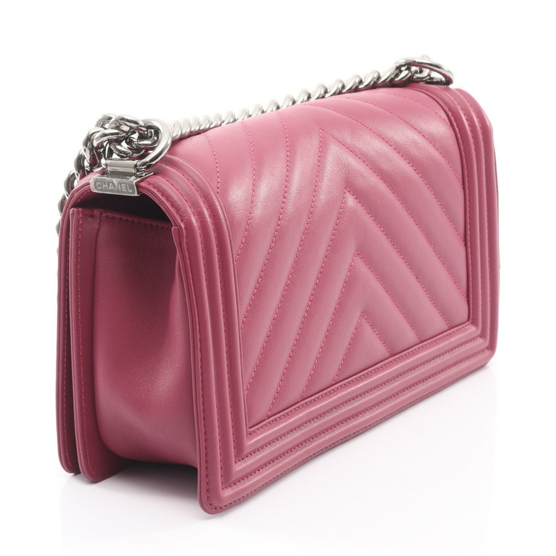 香奈兒 Boy Chanel Chevron 單肩包 A67086 羊皮 波爾多紅 二手 SHW CC-1