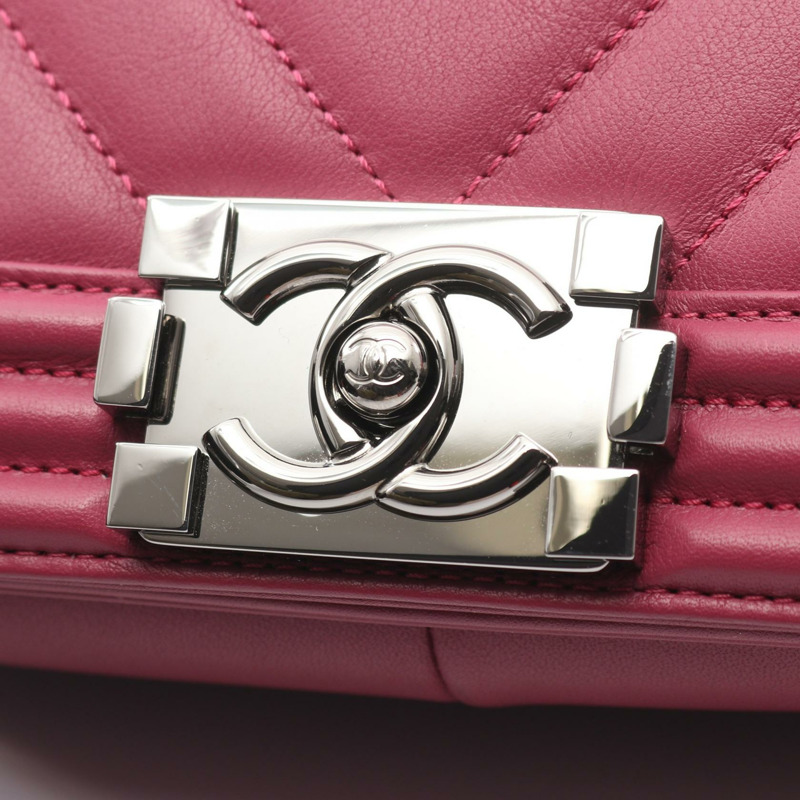 香奈兒 Boy Chanel Chevron 單肩包 A67086 羊皮 波爾多紅 二手 SHW CC-5