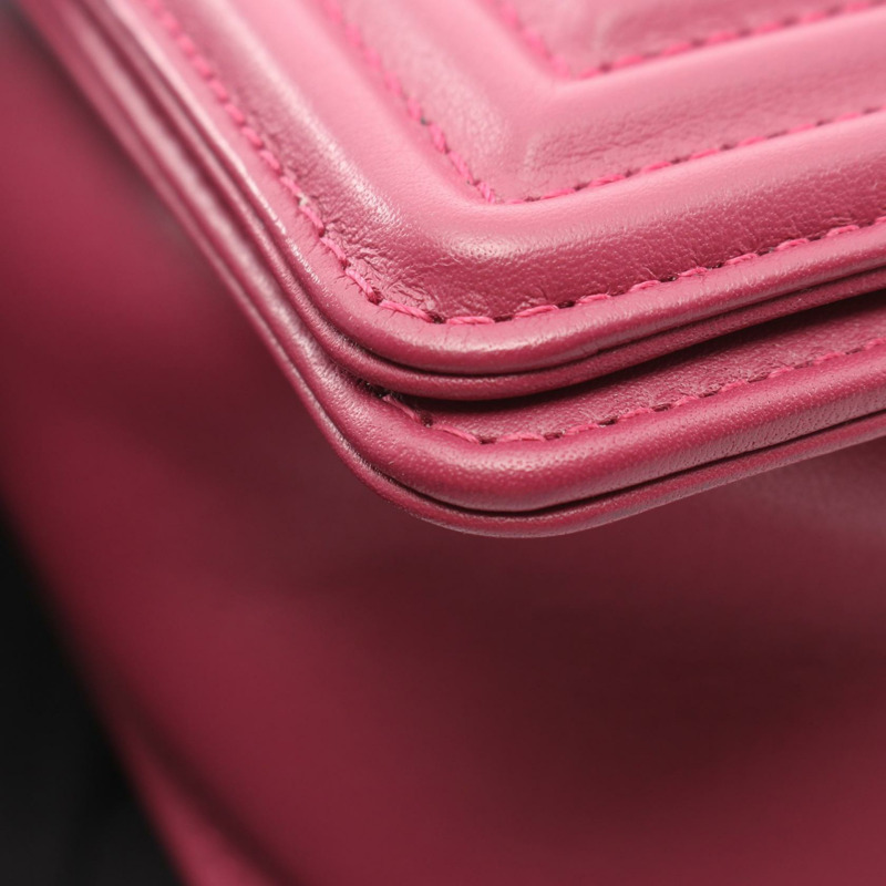 香奈兒 Boy Chanel Chevron 單肩包 A67086 羊皮 波爾多紅 二手 SHW CC-6