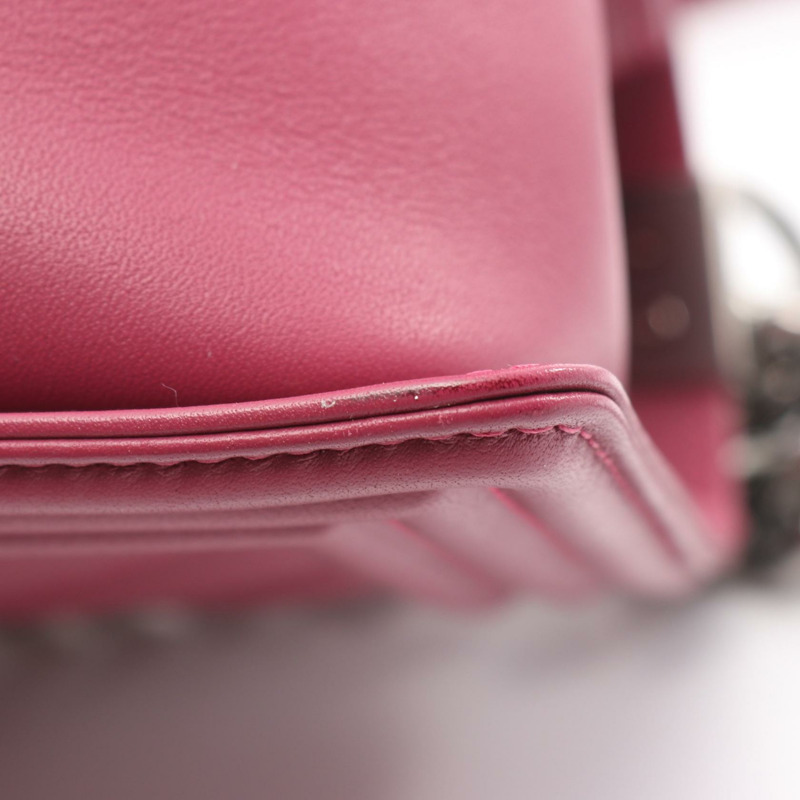 香奈兒 Boy Chanel Chevron 單肩包 A67086 羊皮 波爾多紅 二手 SHW CC-7