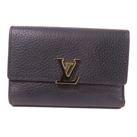 LOUIS VUITTON Taurillon Capucines Compact Trifold Wallet金扣錢包