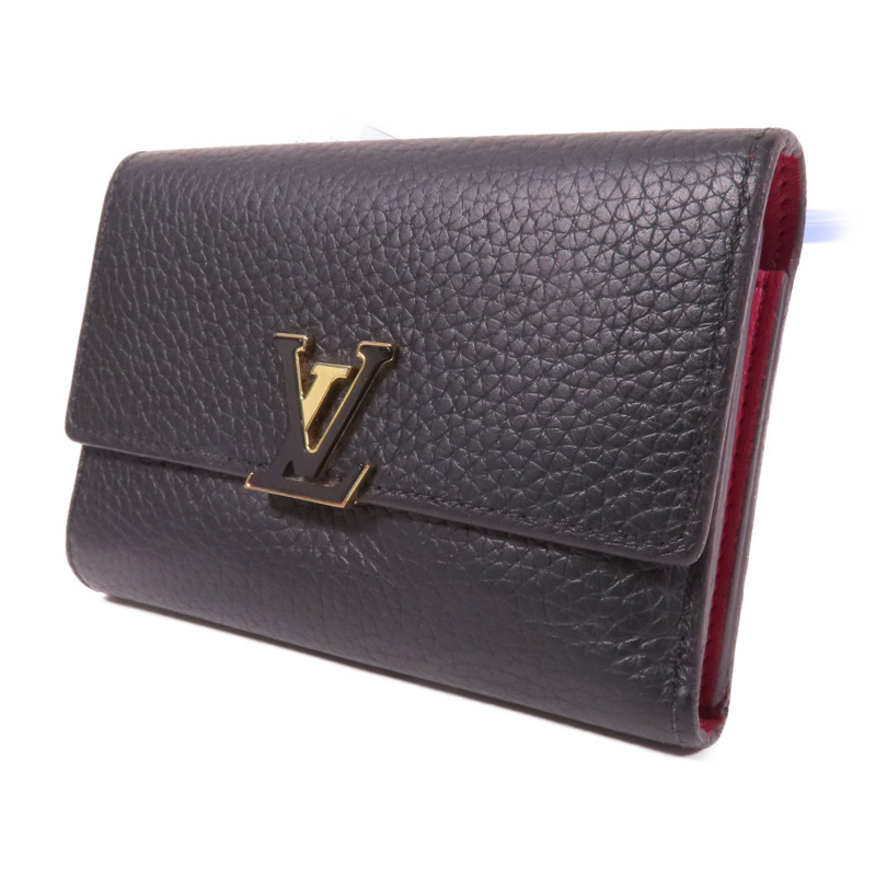 LOUIS VUITTON Taurillon Capucines Compact Trifold Wallet金扣錢包-2