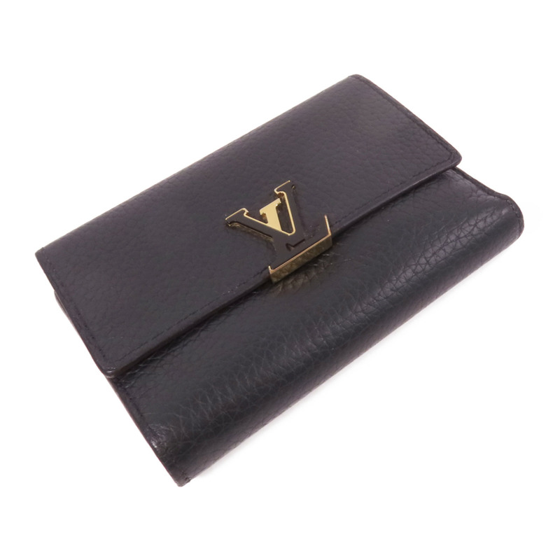 LOUIS VUITTON Taurillon Capucines Compact Trifold Wallet金扣錢包-3