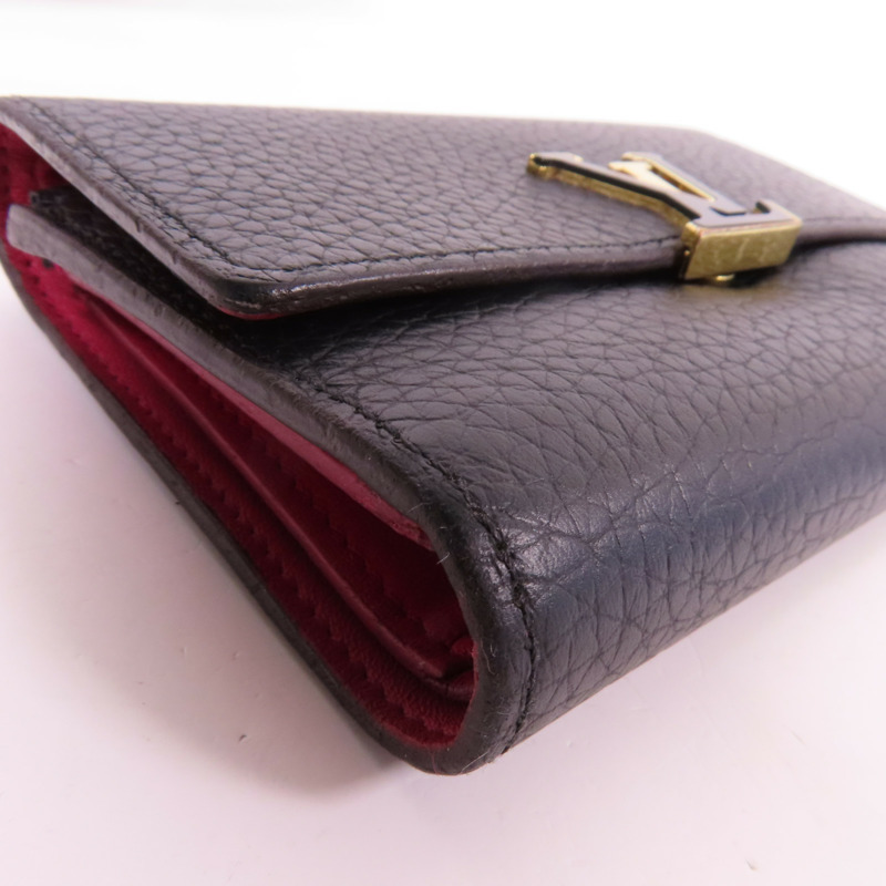 LOUIS VUITTON Taurillon Capucines Compact Trifold Wallet金扣錢包-5