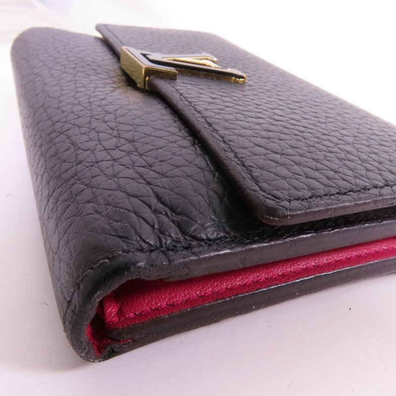 LOUIS VUITTON Taurillon Capucines Compact Trifold Wallet金扣錢包-6