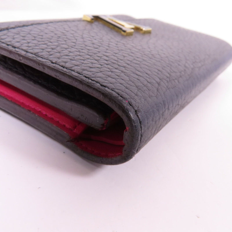 LOUIS VUITTON Taurillon Capucines Compact Trifold Wallet金扣錢包-7