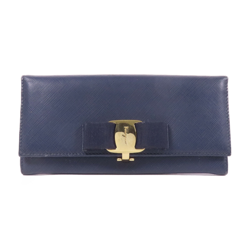 Salvatore Ferragamo 牛皮皮革Long Bifold Wallet金扣長錢包-0