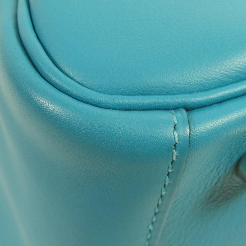 HERMES Swift皮革Lindy 30銀扣肩背袋7B Turquoise-5