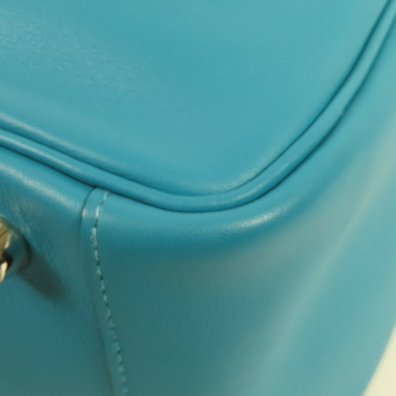 HERMES Swift皮革Lindy 30銀扣肩背袋7B Turquoise-7