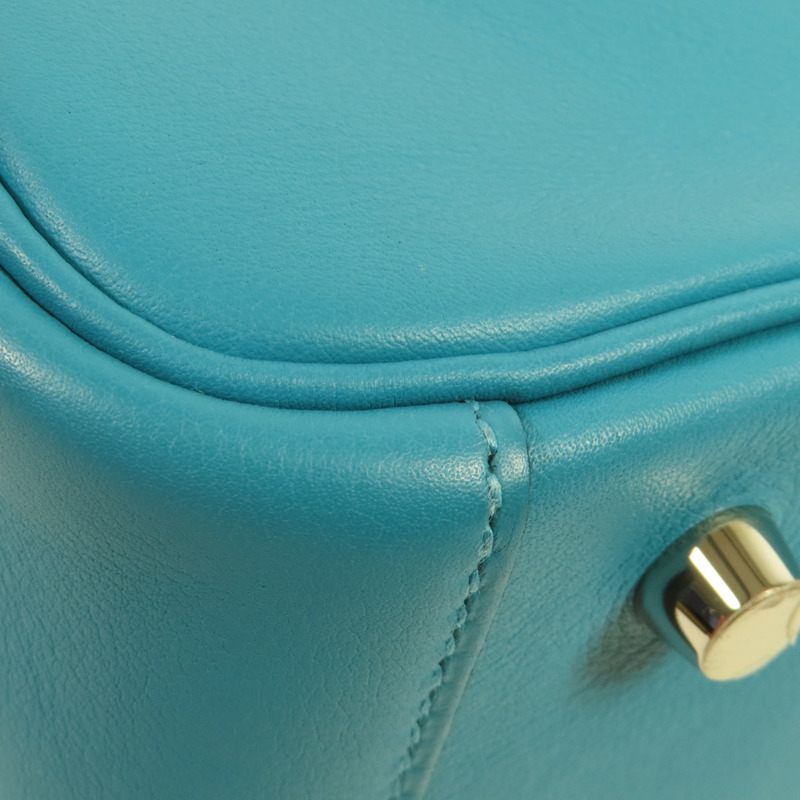 HERMES Swift皮革Lindy 30銀扣肩背袋7B Turquoise-8