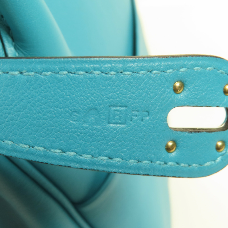 HERMES Swift皮革Lindy 30銀扣肩背袋7B Turquoise-10
