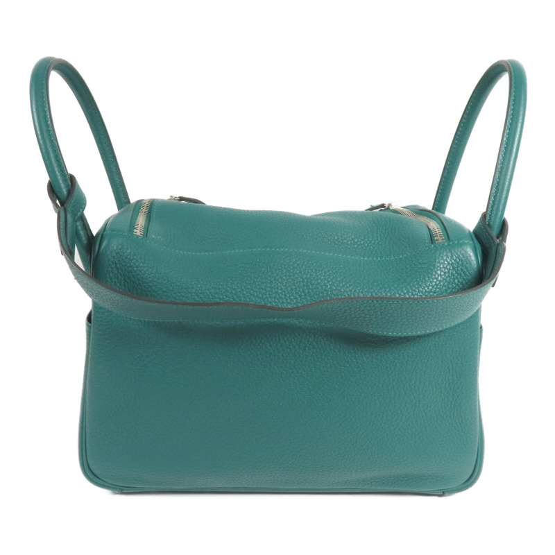 HERMES Clemence皮革Lindy 30銀扣手挽肩背兩用袋Malachite-1