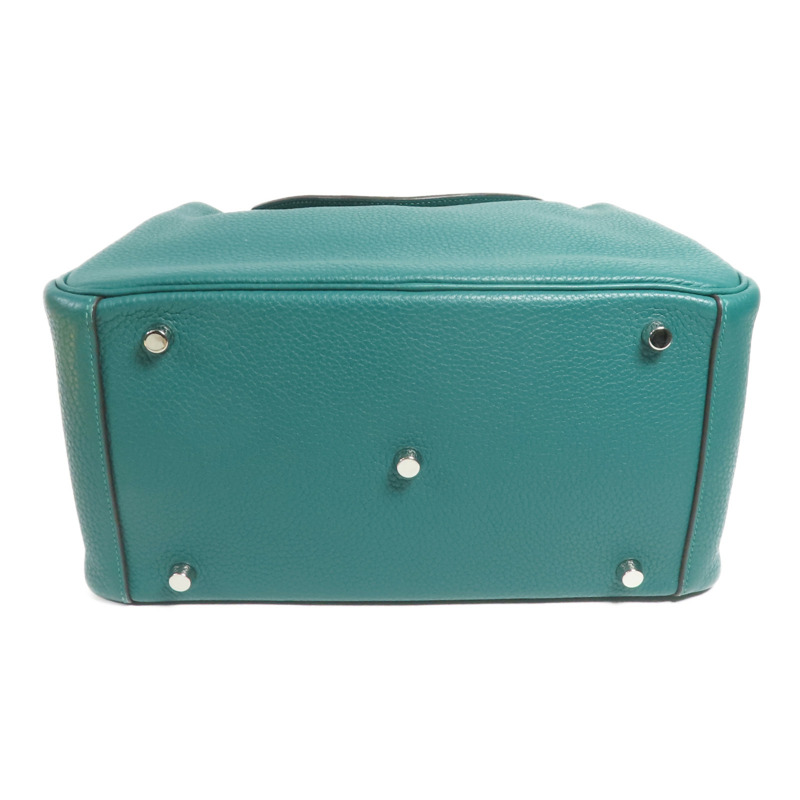 HERMES Clemence皮革Lindy 30銀扣手挽肩背兩用袋Malachite-3