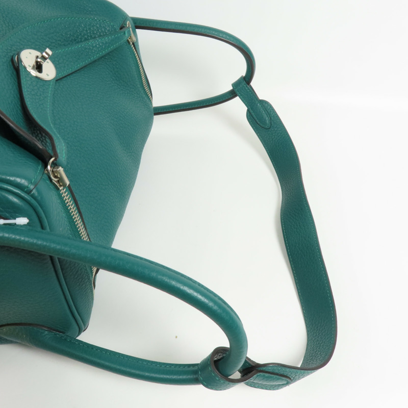 HERMES Clemence皮革Lindy 30銀扣手挽肩背兩用袋Malachite-4